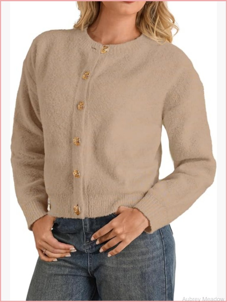Chunky Knit Cardigan With Button Details Loose Fit